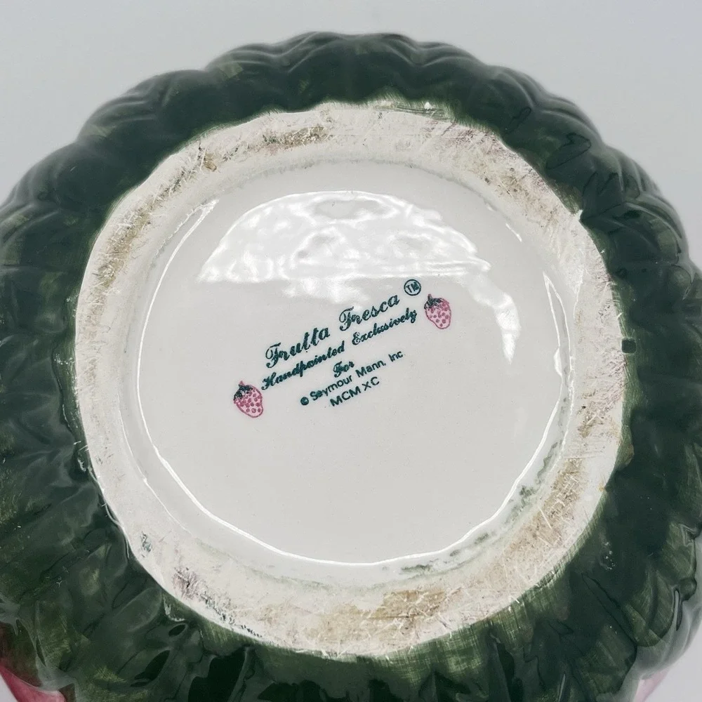 Vintage Seymour Mann Frutta Fresca Strawberry Ceramic Cookie Jar Hand Painted‎